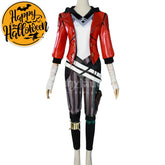 【In Stock】Game League Of Legends Arcane Cosplay Vi Red Leather Costume Plus Size Costumes
